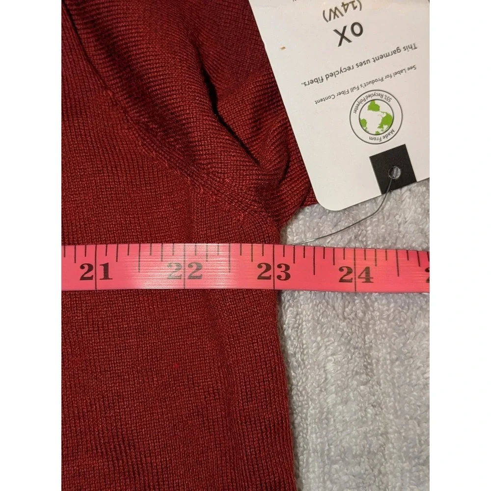 Terra & Sky Womens 0X 14 Red Open Front Cardigan Sweater Long Sleeve Pockets NWT